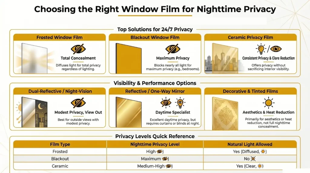Types of Window Film for Nighttime Privacy